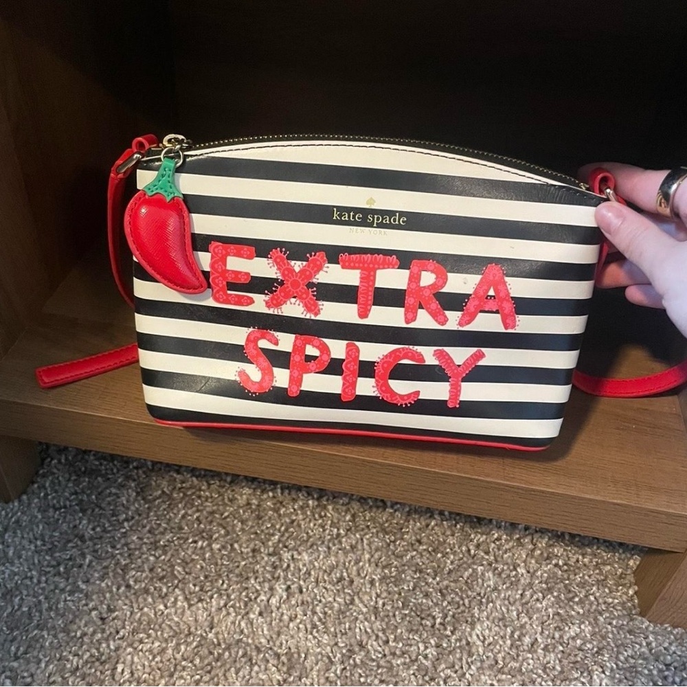 Kate Spade Striped Crossbody Bag with Red Details